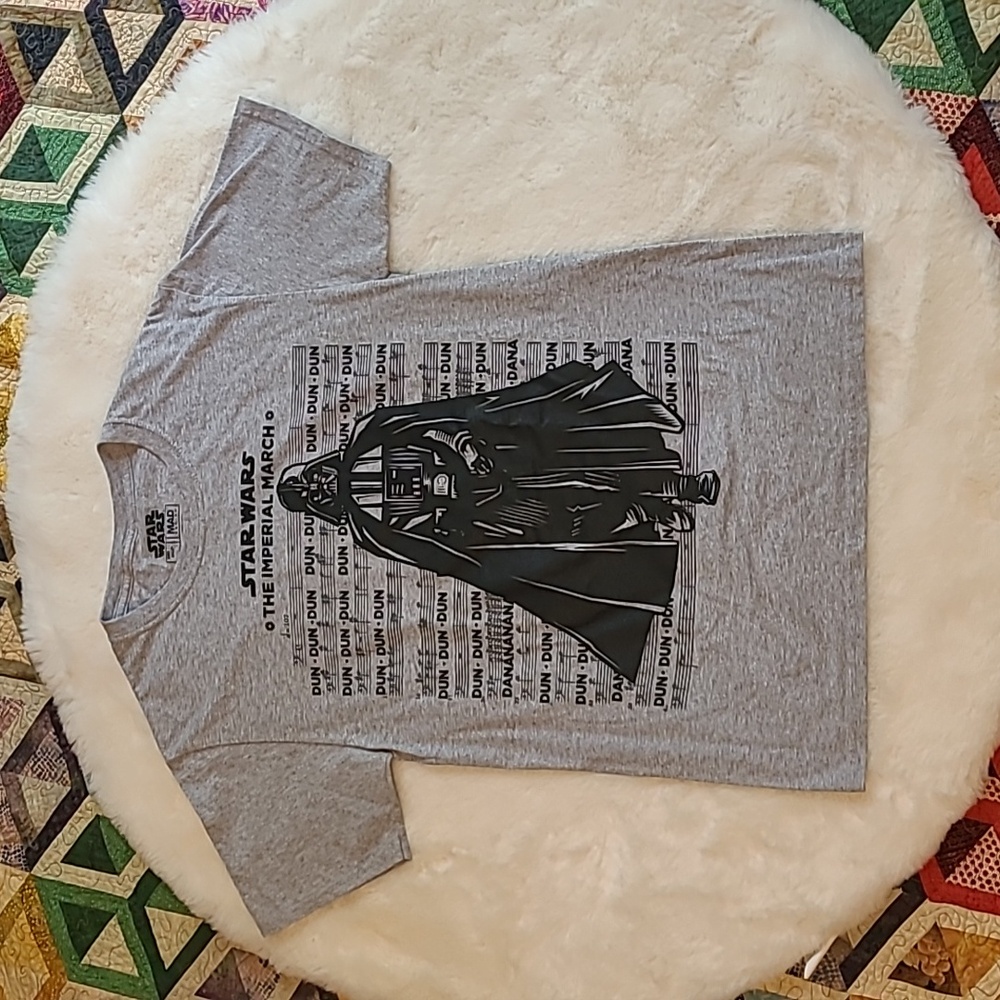 Star Wars Mad Engine Darth Vaden Imperial Death March Music Notes Gray Tee SM